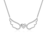moissanite angel wings heart necklaces in sterling silver